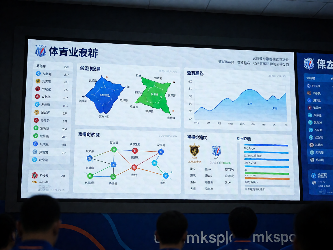 体育数据可视化大屏，展示实时比赛统计数据和趋势图表
